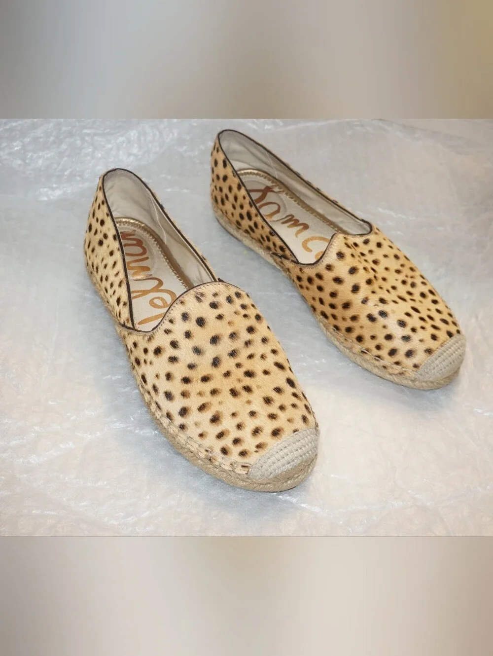 Sam Edelman Kesia Slip-On Espadrilles 8 Animal Print Leopard Flats Leather